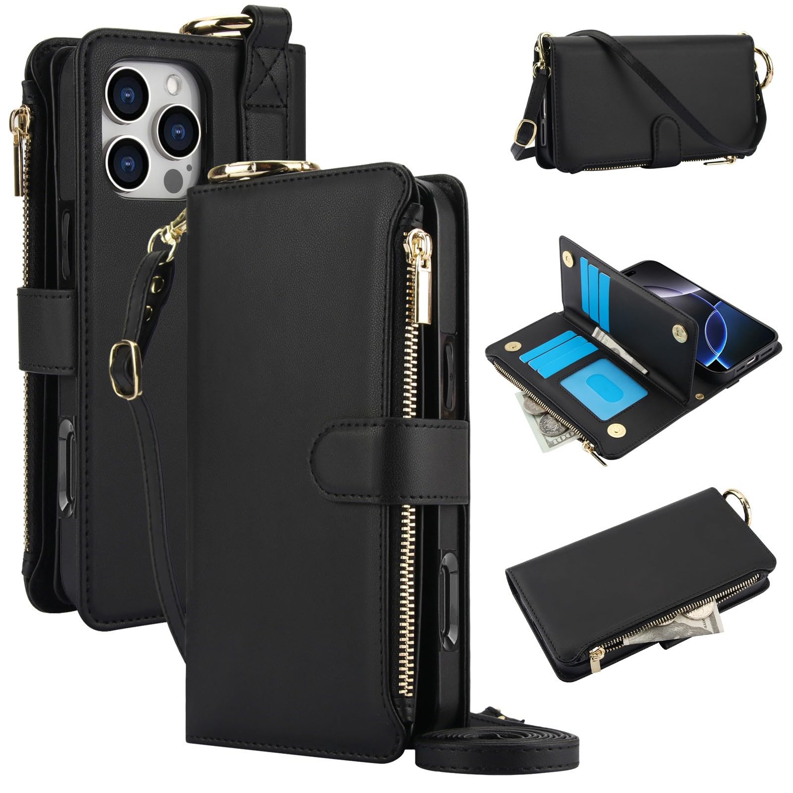 Étui iPhone 14 Pro Max multi emplacements cartes couleur noir - 6
