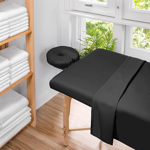 Miniatura 43 de Saloniture Juego de sábanas de microfibra para mesa de masaje de 3 piezas, funda de cama facial de alta calidad, incluye sábanas planas y ajustables
