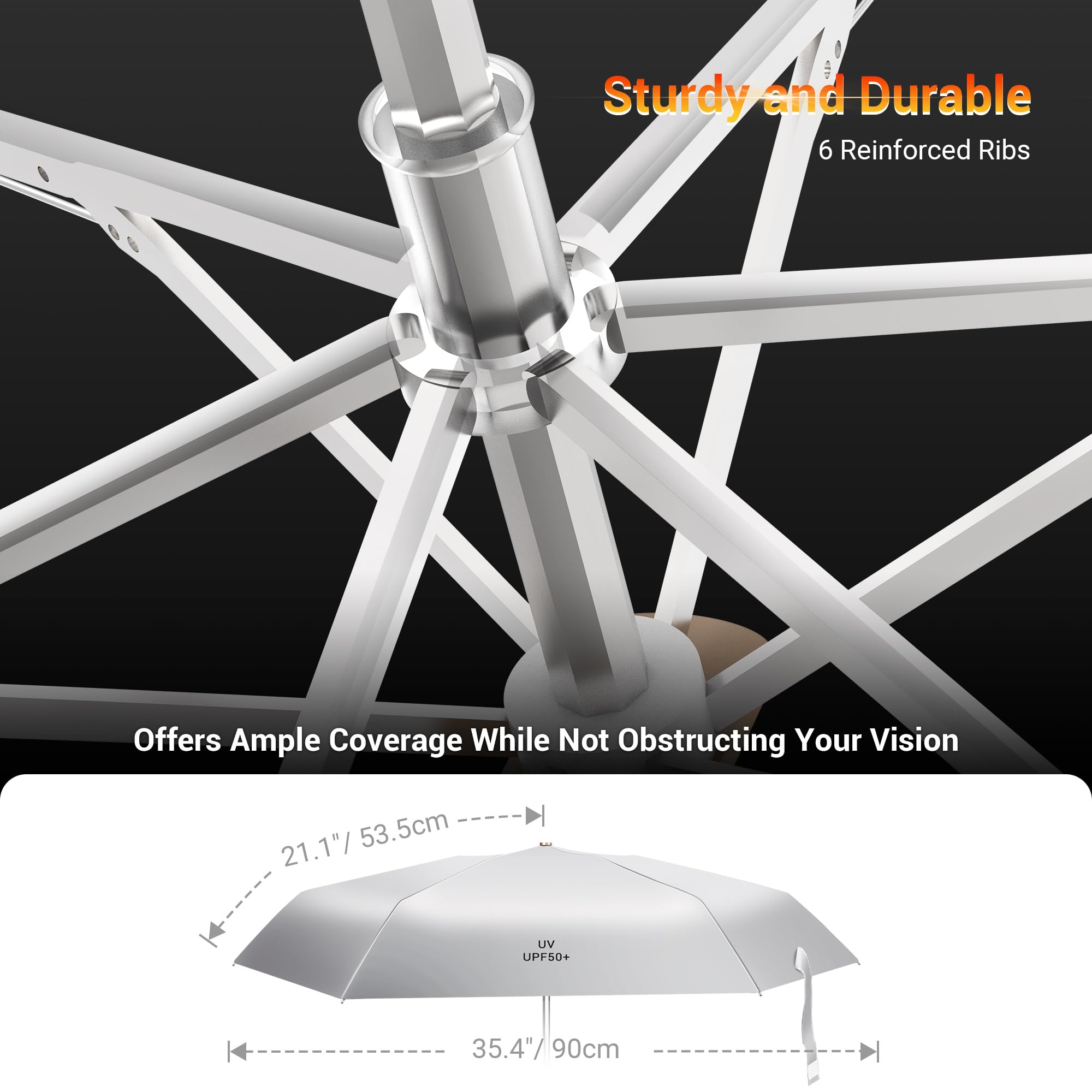 JJC Parapluie photographique réfléchissant pour la pluie et le soleil, housse de pluie portable résistante aux intempéries, bloque les rayons UV, accessoire de photographie, rayon de 53,5 cm