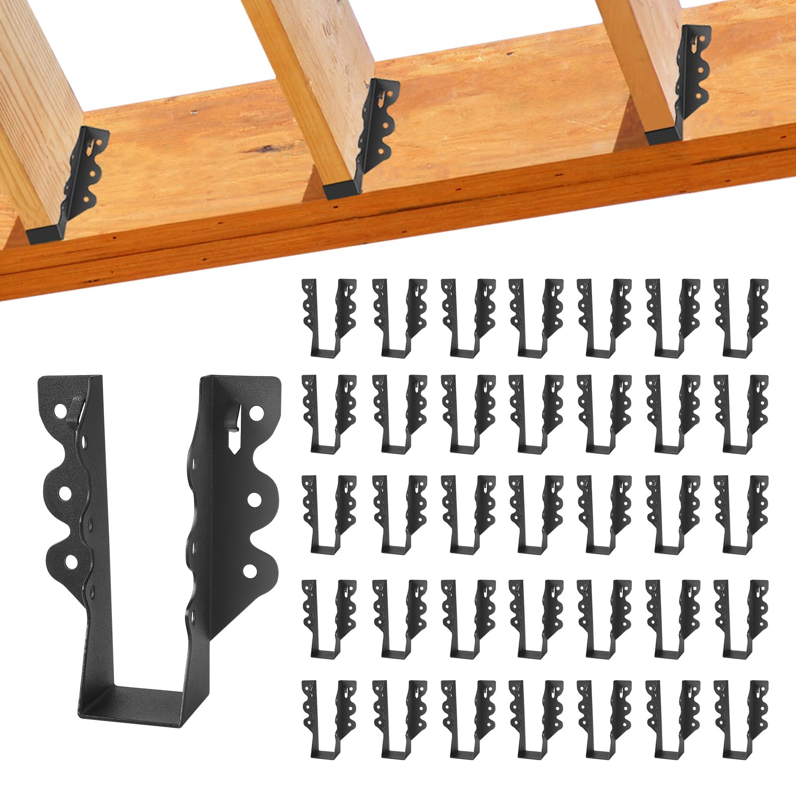 32 Joist Hangers - Black Steel Rafter Ties -17