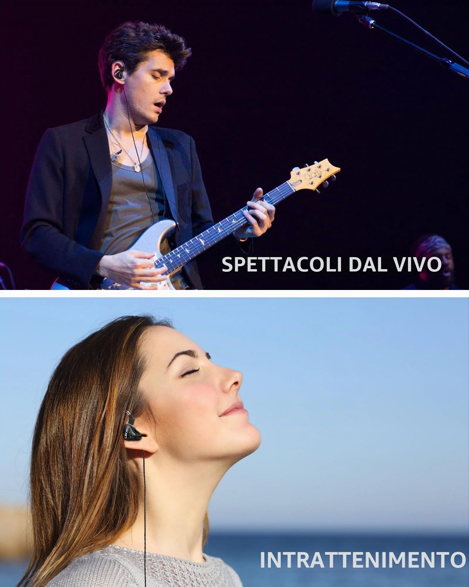 LEKATO Cuffie H5 In Ear Monitor Auricolari Hifi IEM ibridi Cavo staccabile 2Pin 1BA+1DD Auricolari da gioco cablati Isolamento acustico professionale con bassi profondi (senza microfono)