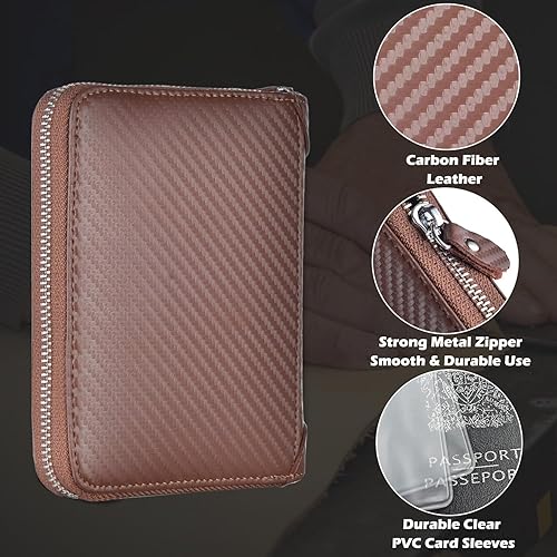 Miniatura 4 de Tarjetero para tarjetas de crédito, cartera grande, de cuero, funda para pasaporte, 42 ranuras para tarjetas