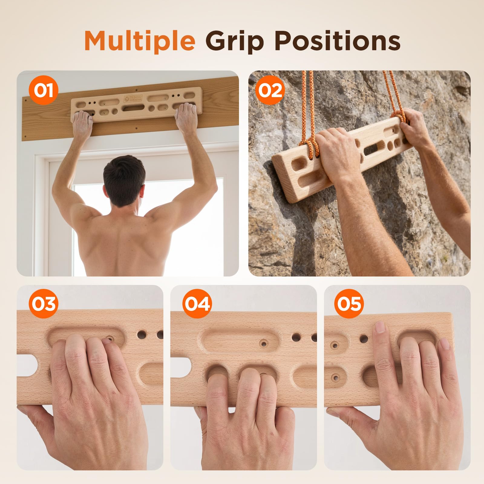 Hangboard für Kletterer,Tragbares Kletterhangboard, Fingerkraft Training, als Hangboard für Klettertraining Indoor und Outdoor für Einsteiger ins Klettertraining, Sportklettern & Bouldern