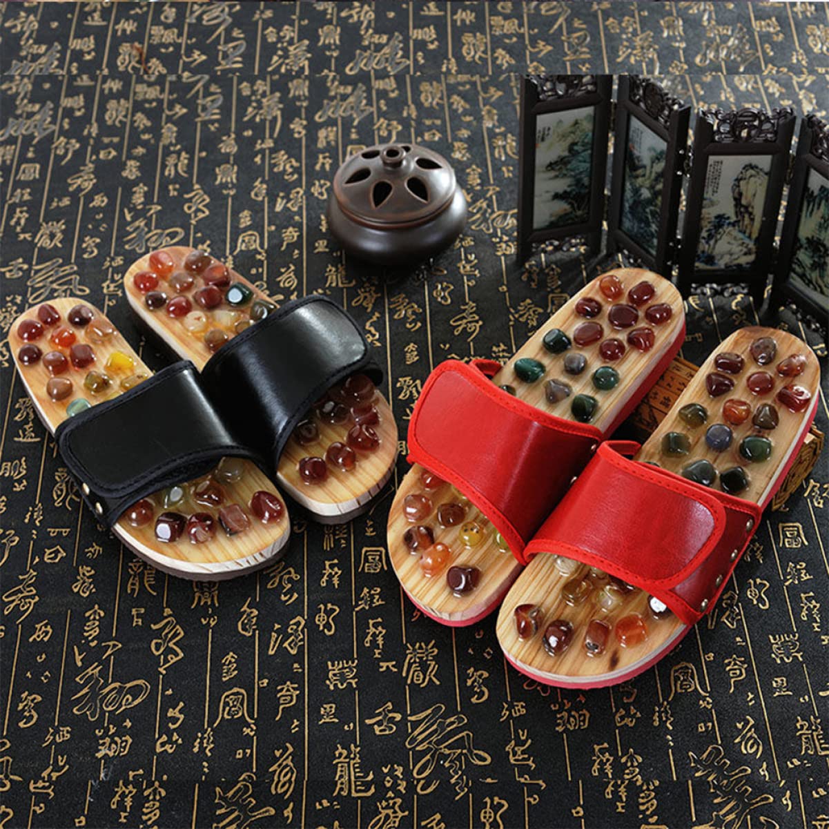 Massageschuhe Akupressurpoints Fußsohlenmassage für Gesundheit Massagepantoffeln aus Pu und Gummi Entspannungssandalen für Durchblutung Achat-massagepantoffeln für Plantarfasziitis