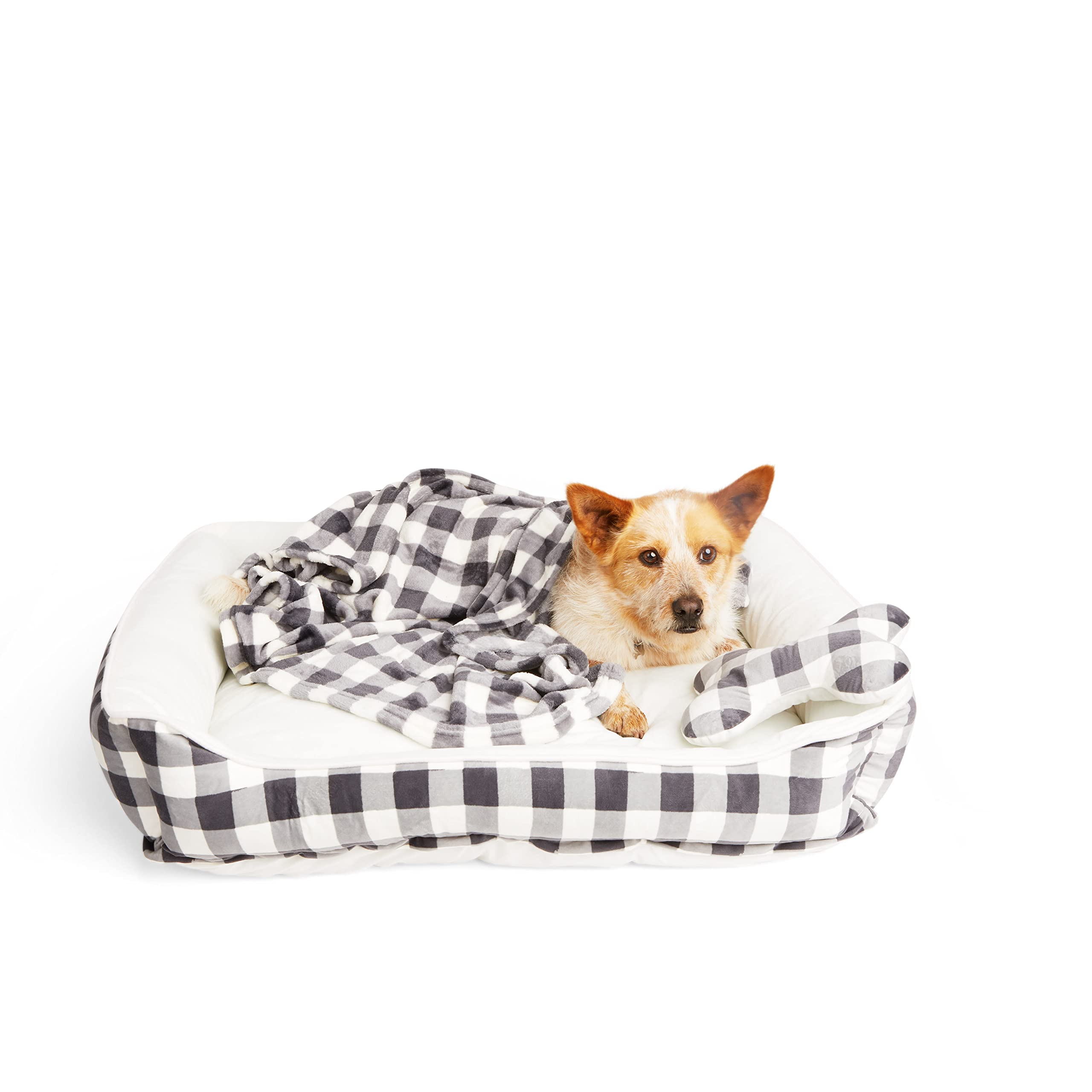 EveryYay Essentials Dog Bed Bundle, 36" L X 30" W X 6.5" H, Plaid
