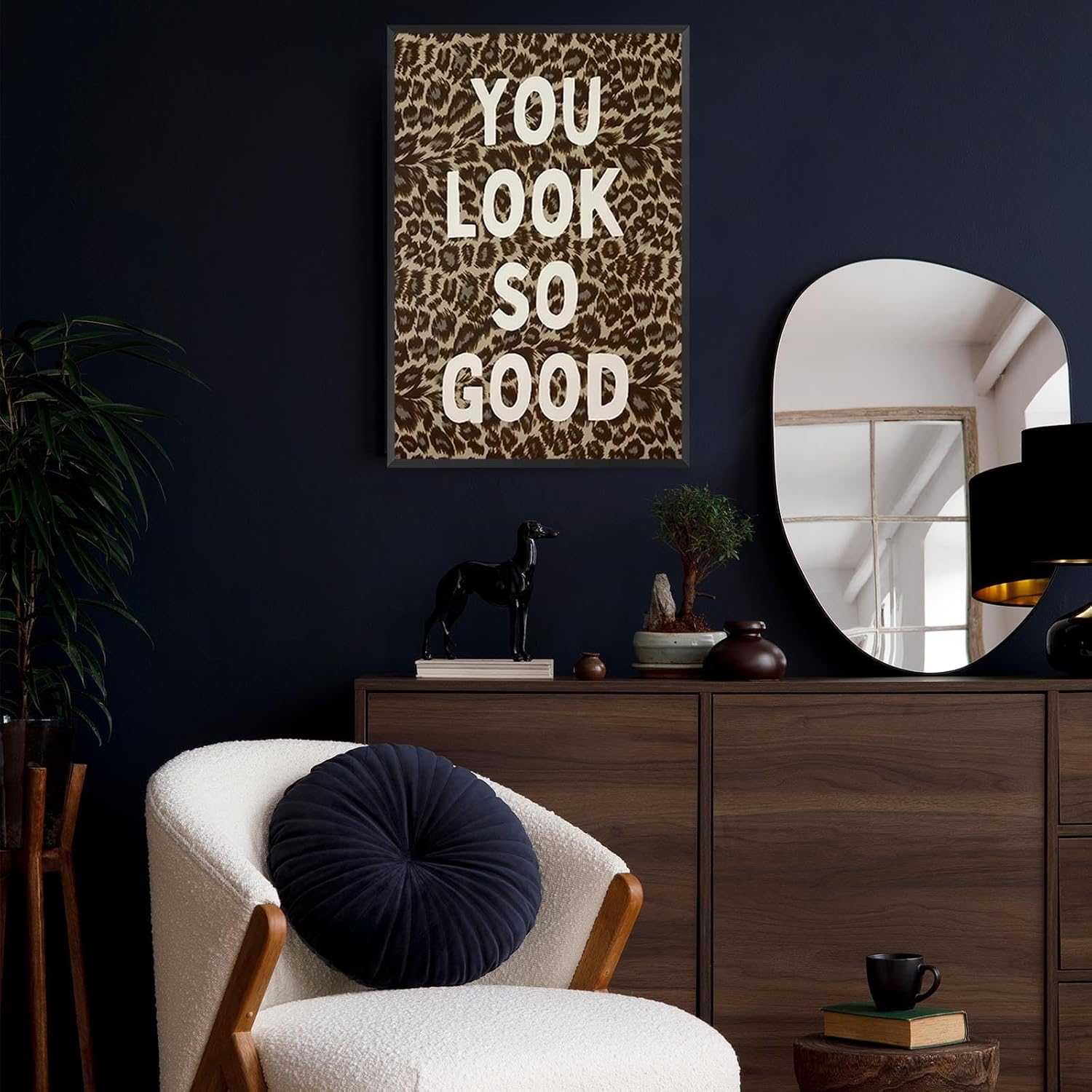 KIJDID Funky Leopard You Look So Good Canvas Wall Art Preppy Coquette Girly Y2k Aesthetic Positive Inspirational Art Poster Cheetah Print Wall Decor For Bedroom Living Room Bathroom 12x16in Unframed