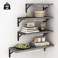 Vista 4 de YGEOMER Estantes flotantes para pared, diferentes tamaños, estantes de pared grises desgastados para sala de estar, baño, dormitorio, cocina