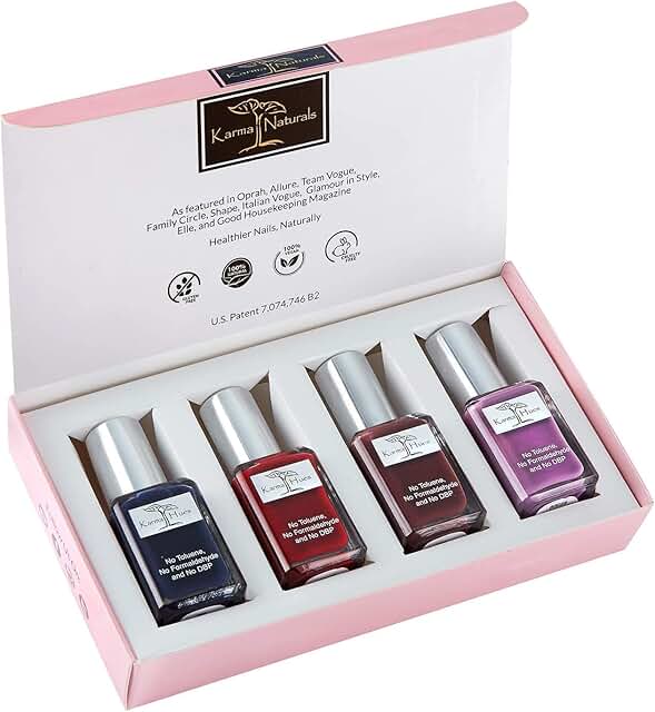 karma organic Beautiful Natural Nail Polish Set- Non-Toxic Nail Art, Veg...