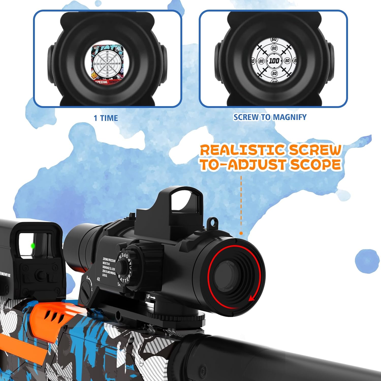 Automatic Toy Foam Blaster Sniper with Scope, Electric Toy Gun Dart Blaster with 120 Darts for Guns, IR, Flashlight, GDS, Goggles, Air Bombs Technology Outdoor Shooting Game Kids Toys for 8-12 -Blue