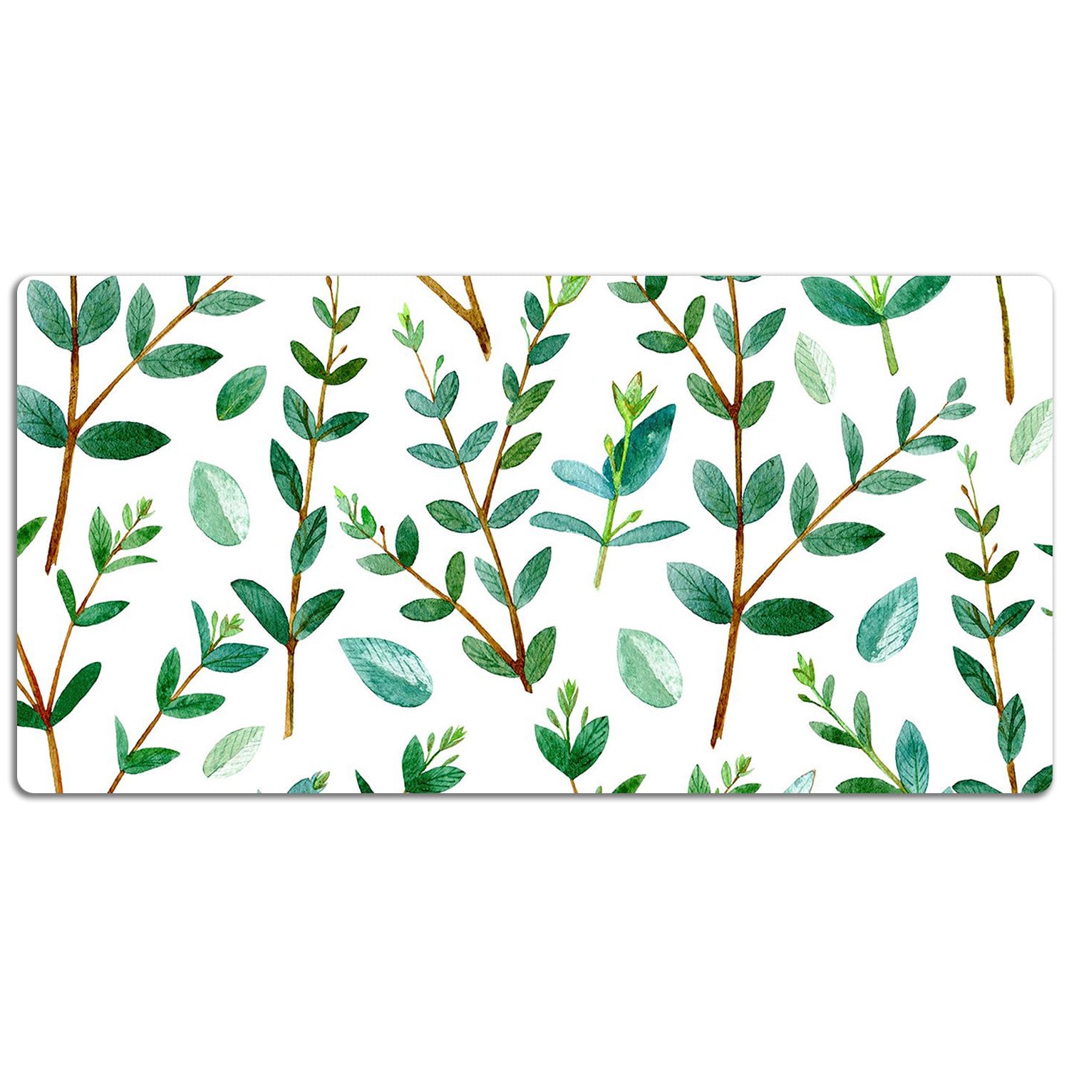 Sottomano da Scrivania 120x60 cm Facile da Pulire Antiscivolo Impermeabile per Ufficio e Casa in Vinile PVC Protezione e Decorazione Superficie Protettiva - Ramoscelli verdi