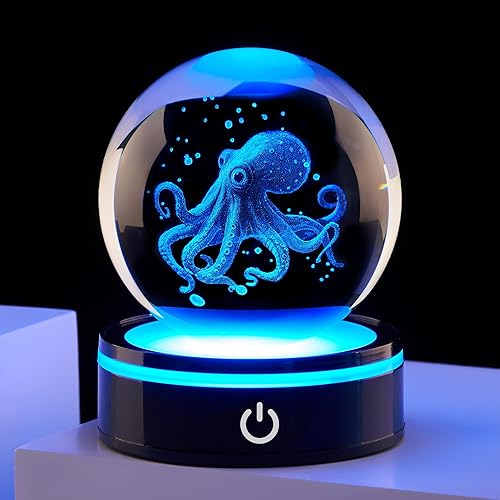 Estatua de bola de cristal 3D, regalo de bola de cristal de océano femenino, adecuada para amigas y amigos, graduados, amigos, colegas, entusiastas