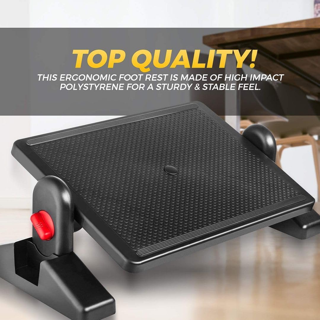 Halter Office Foot Rest Under Desk Work from Home Accessories with 2 Adjustable Height Positions, Black