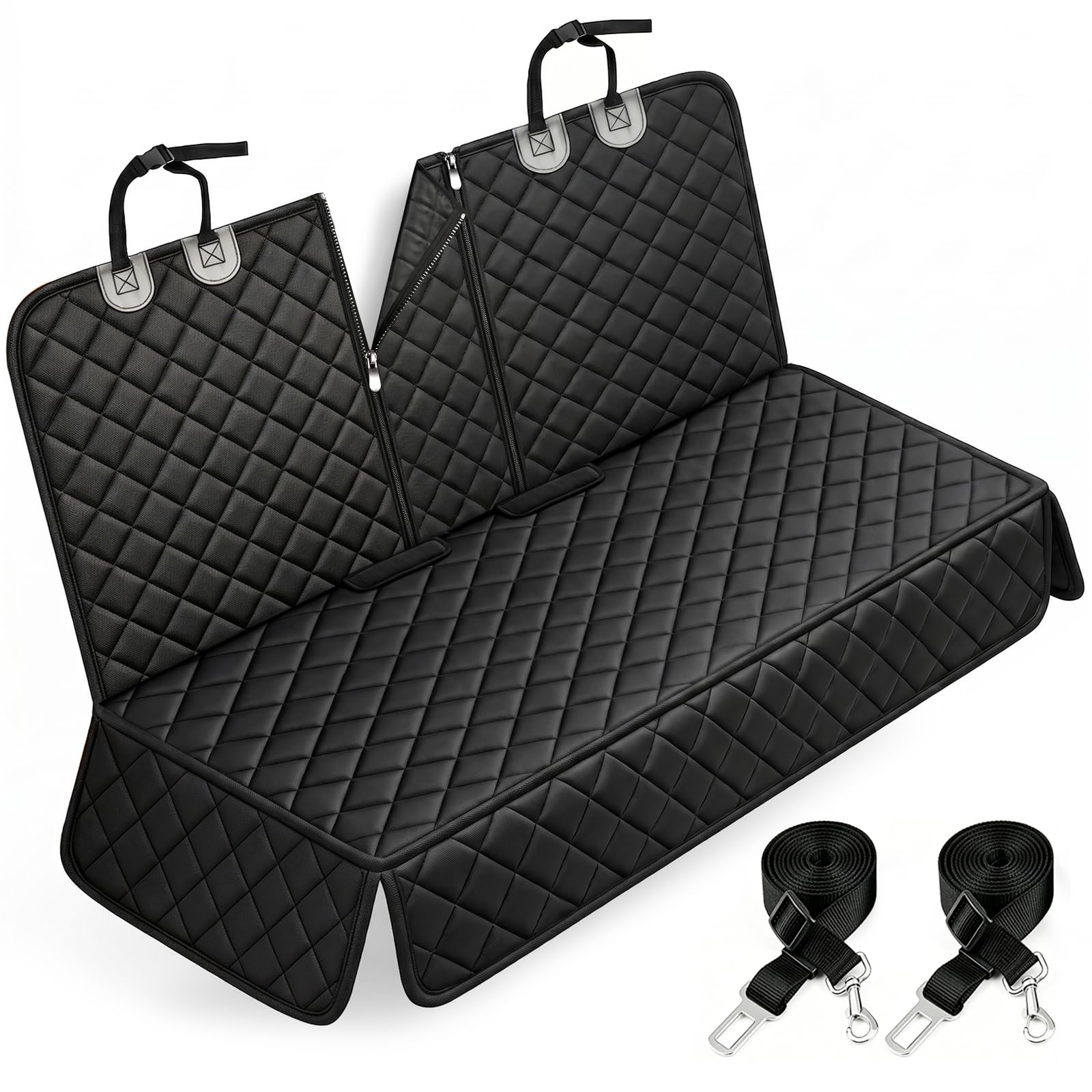Yuntec Pet Car Seat Cover Back Seat Cover for Dogs Waterproof Dog Car Seat Cover Protector Scratchproof Durable Rear Seat Cover fits Middle Armrest for Cars Suvs Truck (57” Width) - Black