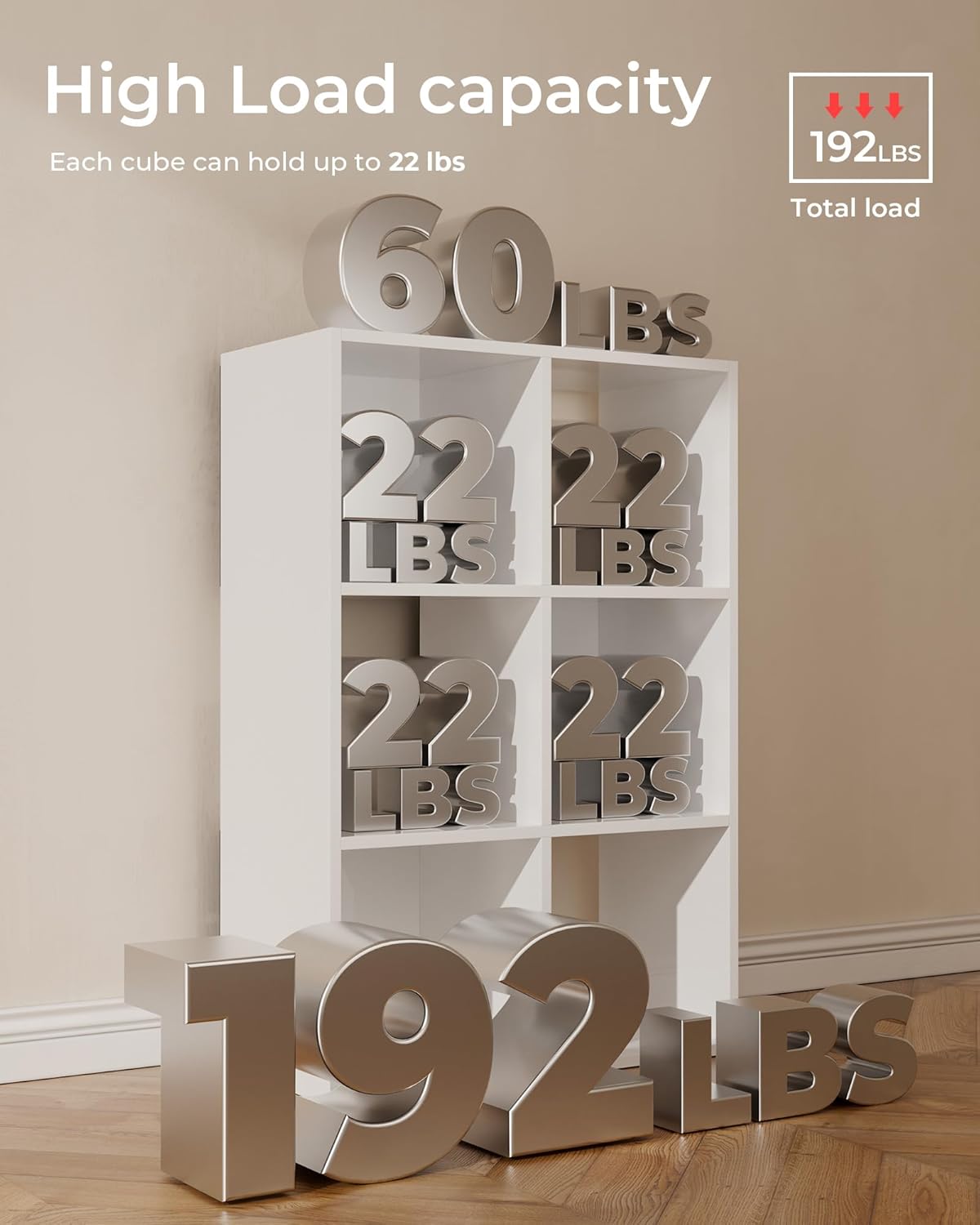 GTPLAYER 6-Cube Storage Organizer, Fits 11" Bins, Vertical or Horizontal Use, Opening Bookshelf, Partial Back Panels, Stackable Design Bookcase, for Closet, Bedroom, Home Office, White