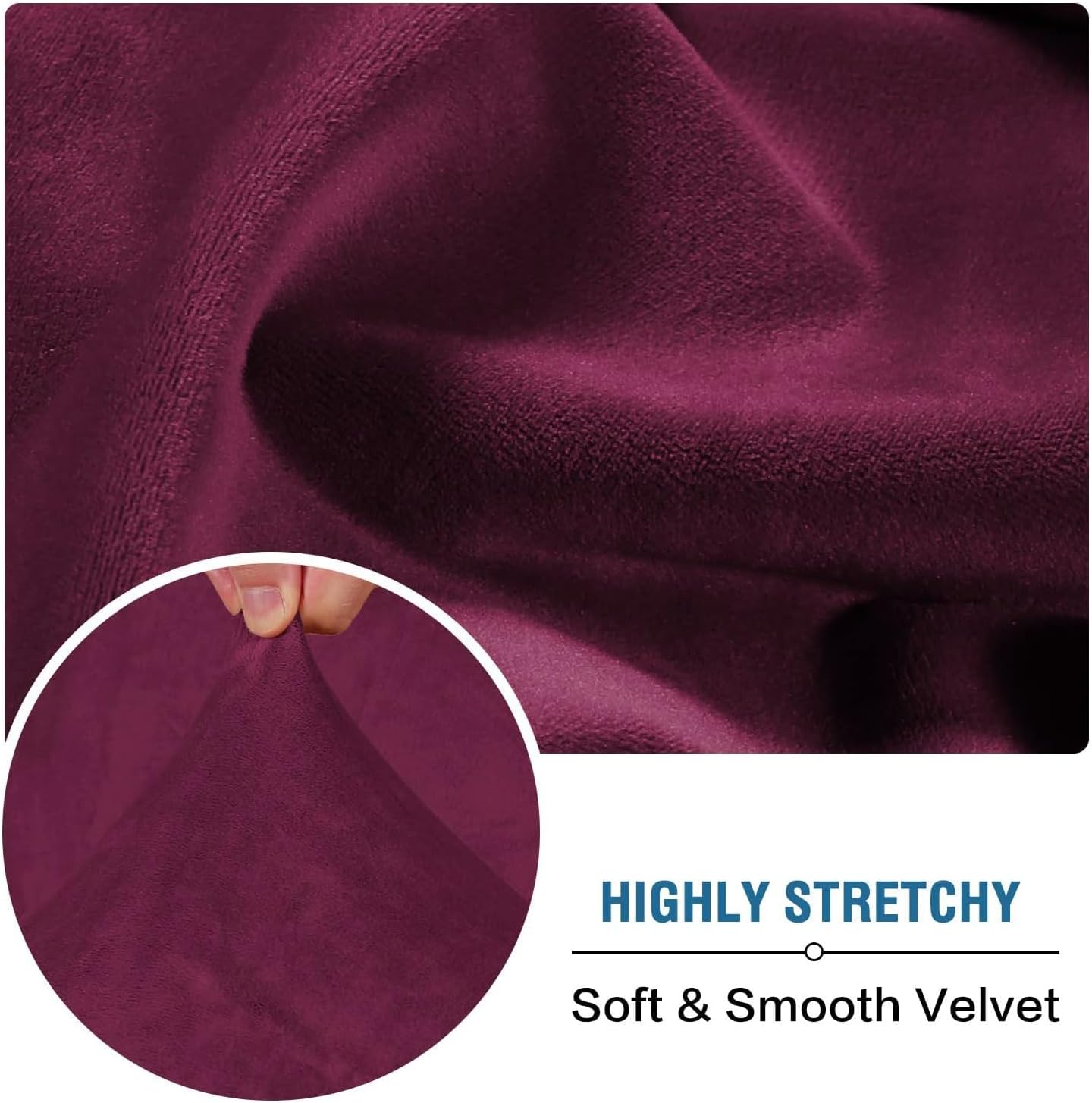 H.VERSAILTEX Velvet Stretch Couch Cushion Cover Plush Cushion Slipcover for Chair Loveseat Sofa Cushion Furniture Protector Seat Cushion Sofa Cover (2 Piece Medium Sofa Cushion Covers, Burgundy)