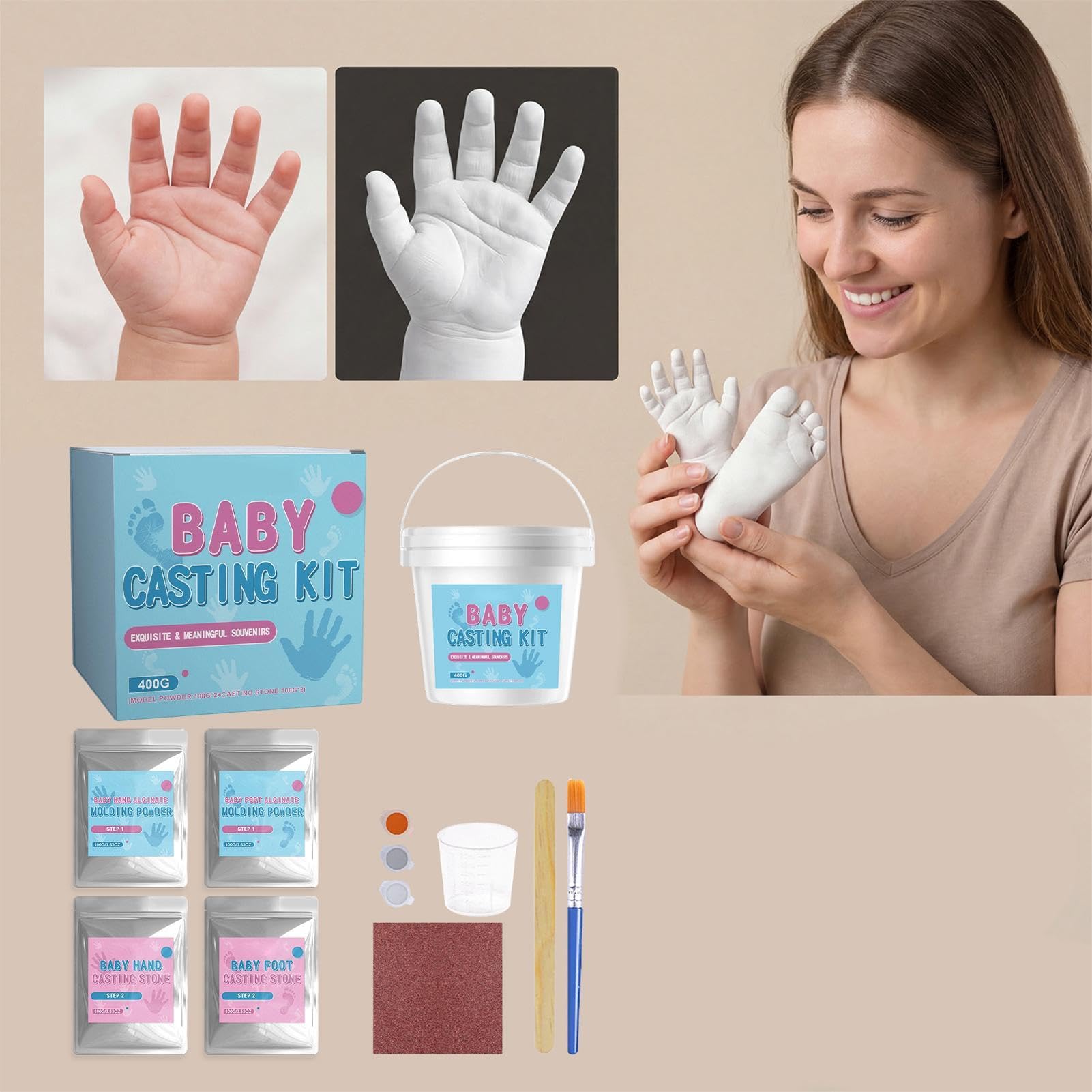 Zestaw do Odcisku Stóp Dziecięcych Dekoracyjna Forma Ręczna DIY
