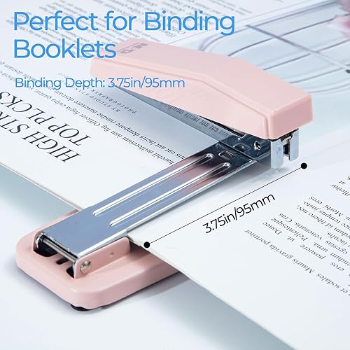 Miniatura 10 de M&G Engrapadora de escritorio, grapadora de oficina resistente con capacidad de 50 hojas, diseño de rotación de 360, incluye 1000 grapas, dos modos