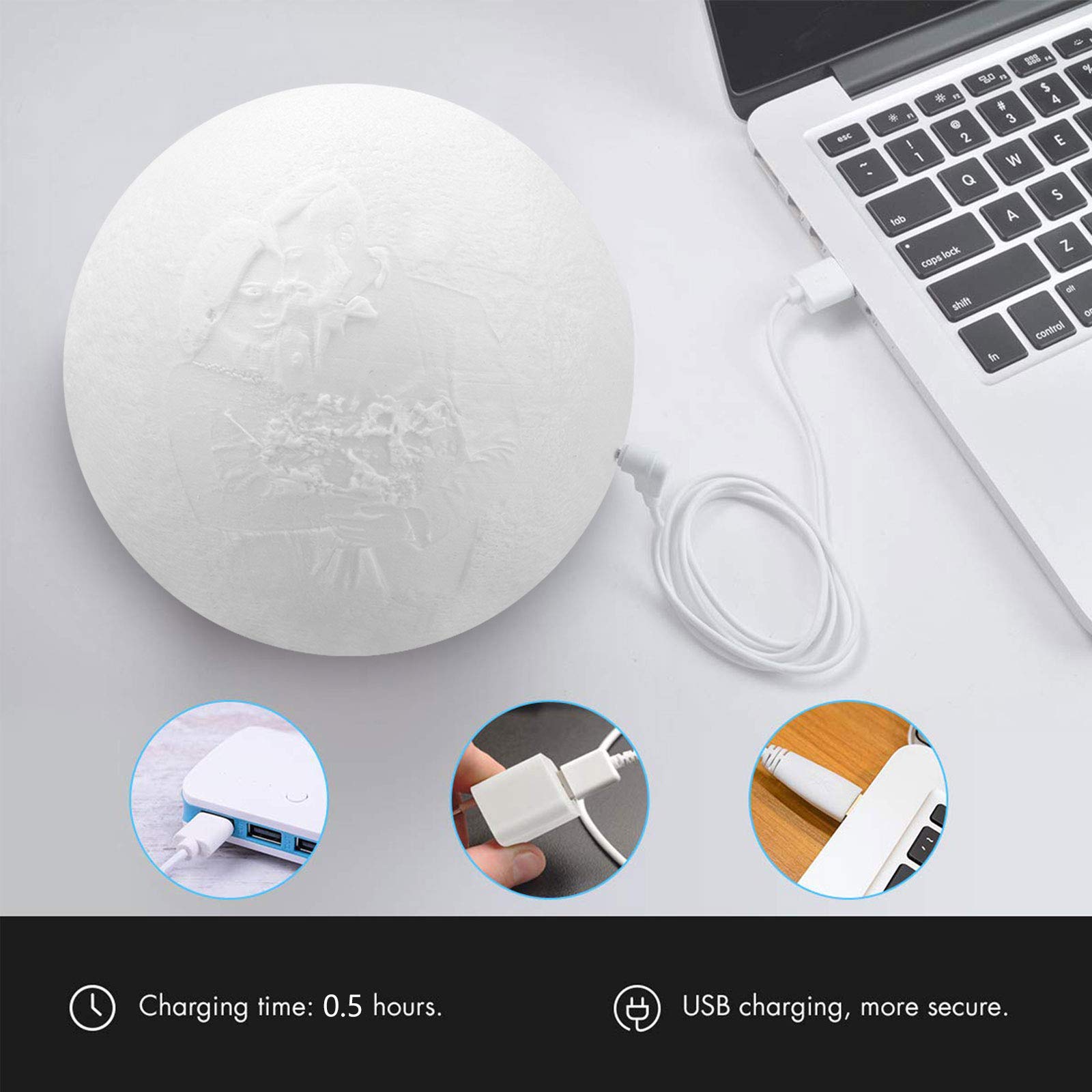 Lámpara de luna 3D con soporte personalizable, luz de luna personalizada con foto y texto, carga USB, luz de noche para niños, cumpleaños, Acción de Gracias, Navidad, regalos para el día de la madre