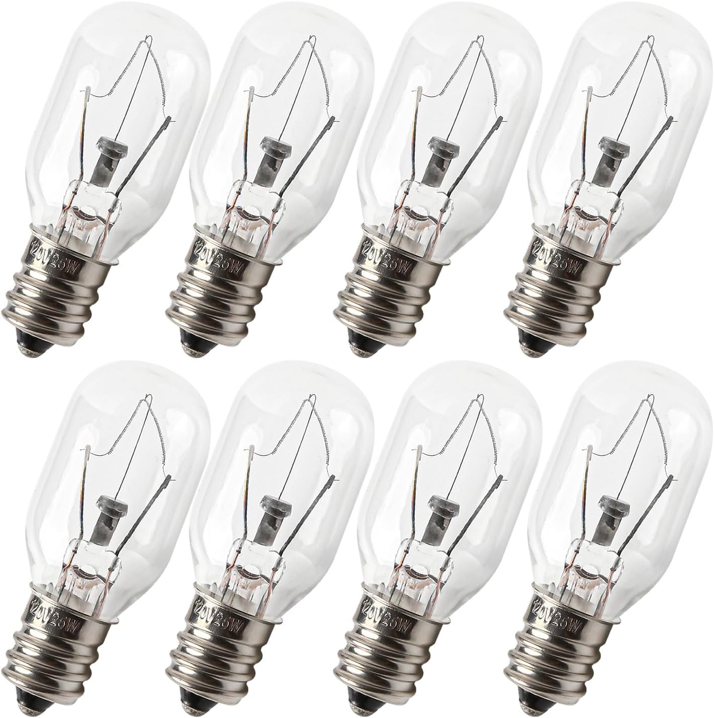 Seentech Pack of 8 E12 T20 25W Incandescent Bulbs for Salt Lamp 120V - Warm White Light 2700K, 150lm - Perfect for Himalayan Salt Lamps & Baskets, Scentsy Plug-in & Wax Warmers, Night Lights