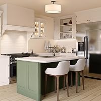 Vista 7 de VONLUCE Lámpara de techo semiempotrada, lámpara de techo de 18 pulgadas con forma difusa, lámpara moderna para dormitorio, sala de estar, entrada