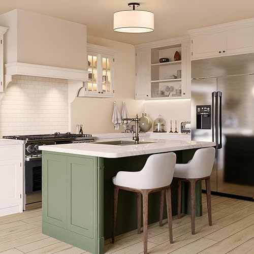 Miniatura 7 de VONLUCE Lámpara de techo semiempotrada, lámpara de techo de 18 pulgadas con forma difusa, lámpara moderna para dormitorio, sala de estar, entrada,