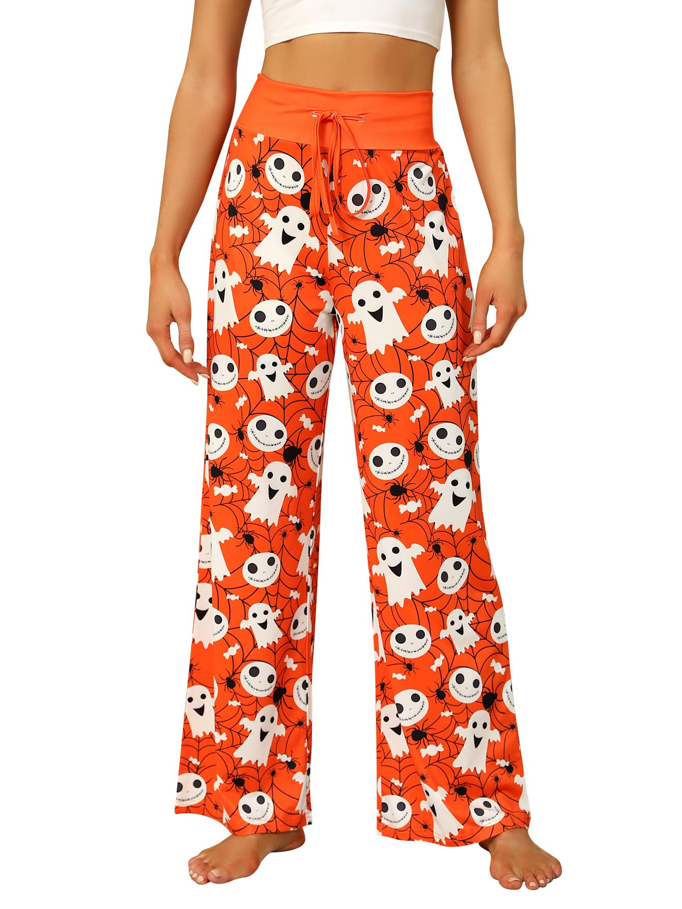 Womens Halloween Pajamas Pants Ladies Pumpkins Ghost Pajama Cute Soft Long Bottoms Women Pjs Pj Jammies