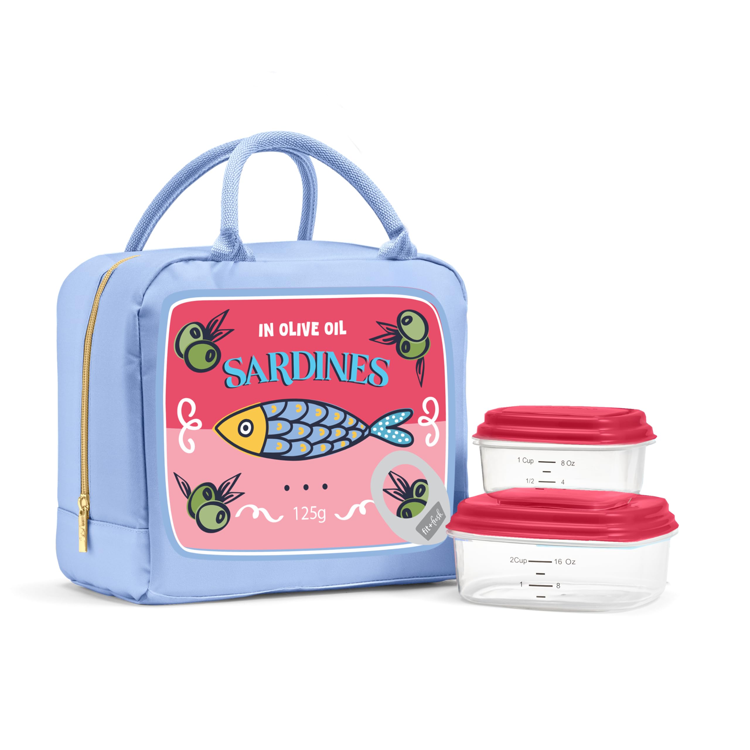 Fit & Fresh Bloomington Lunch Bag for Women - Insulated Large Lunch Box for Work with Containers, Leak-Resistant, Stain-Resistant, Zipper Closure,