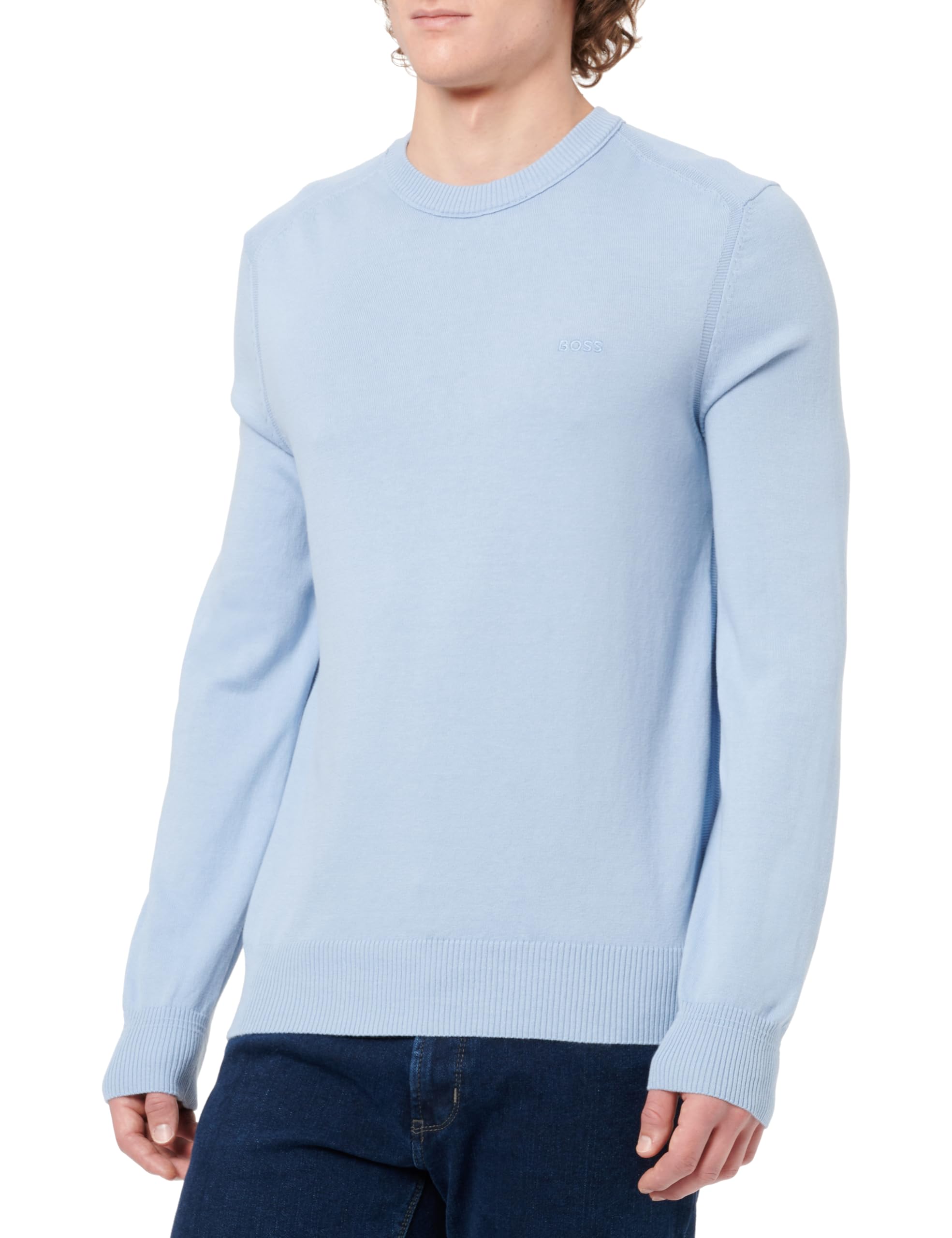 BOSS Herren Asac C Pullover aus gestrickter Baumwolle mit Logo-Stickerei