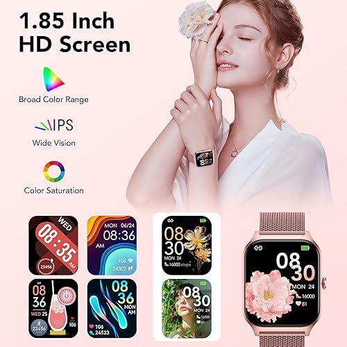 Miniatura 2 de CASCHO Relojes inteligentes para mujer, reloj inteligente HD de 1.85 pulgadas con más de 120 modos deportivosmonitor de sueño, rastreador de