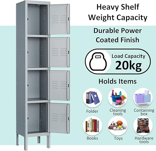 Miniatura 5 de SISESOL Metal Locker Storage Cabinet, Locker for Employees 66" School Locker Cabinet Metal Lockers Steel Locker Cabinet Lockable Steel Cabinet