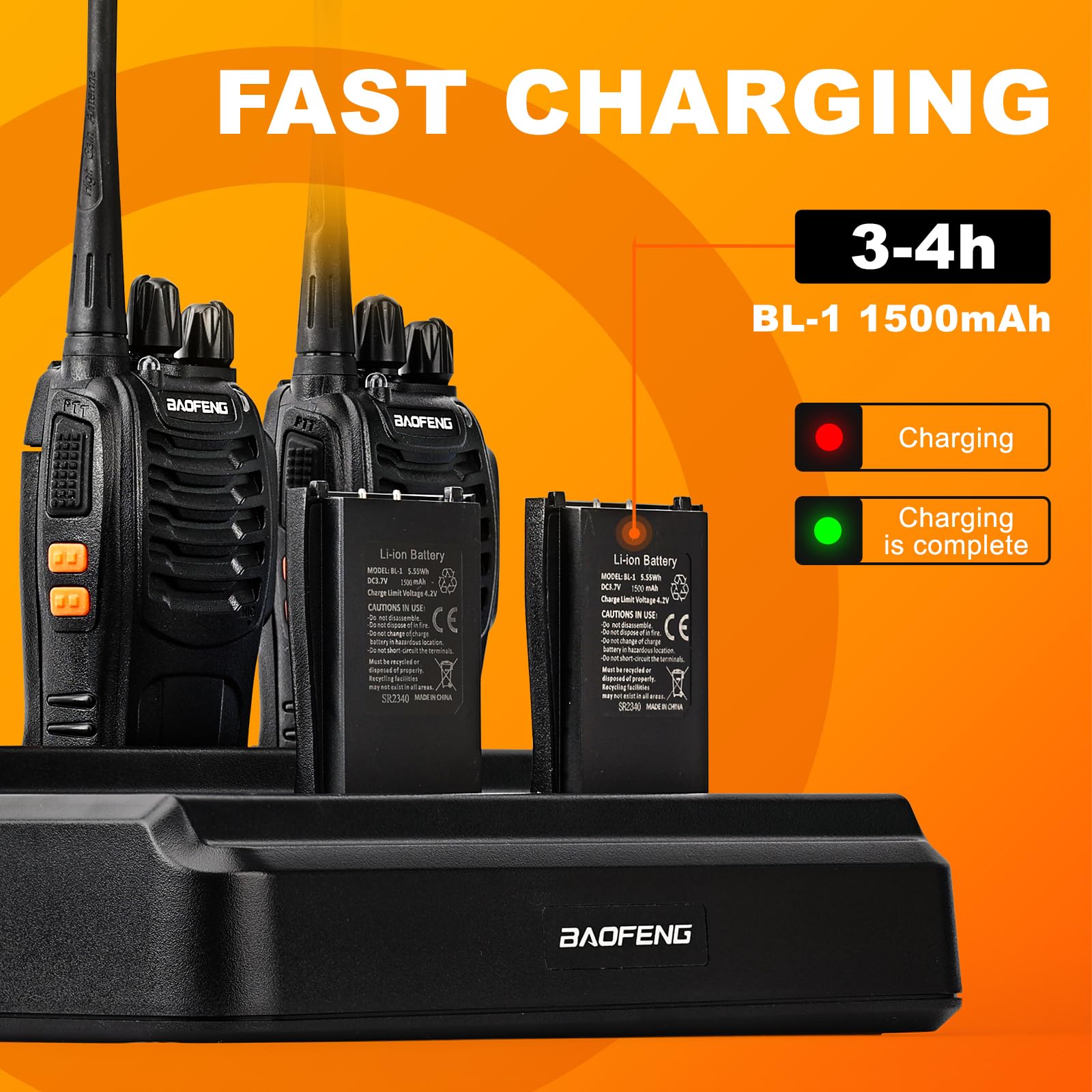 BAOFENG Stazione di ricarica a 6 unità compatibile con radio e batterie serie BF-888S/88E/88ST e H-777