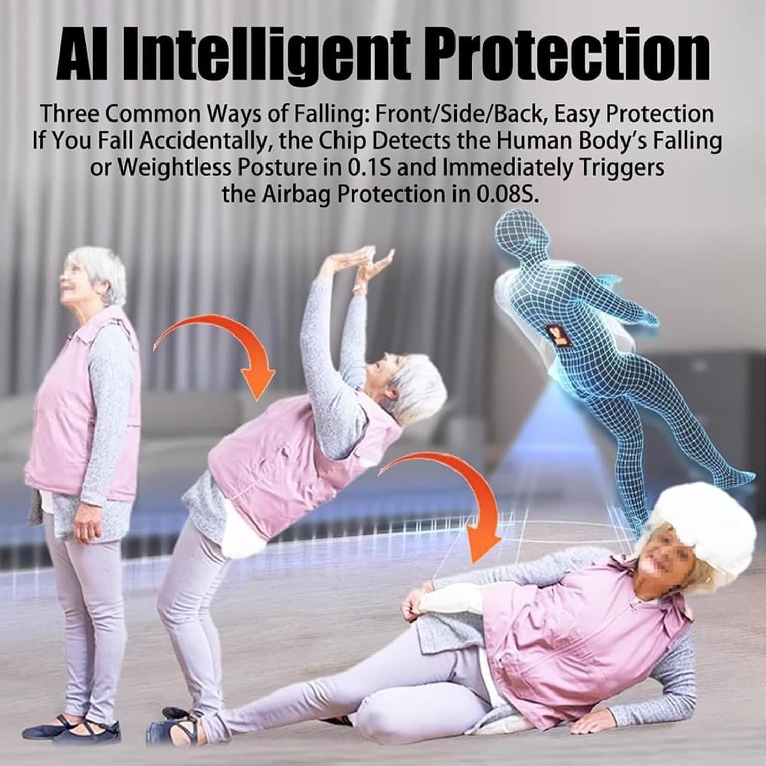Smart Air-Bag Vest for Seniors,S-3xl,320° Protection,Fall Reminder,with App Tracking,Lightweight,Reusable,with Positioning image 2