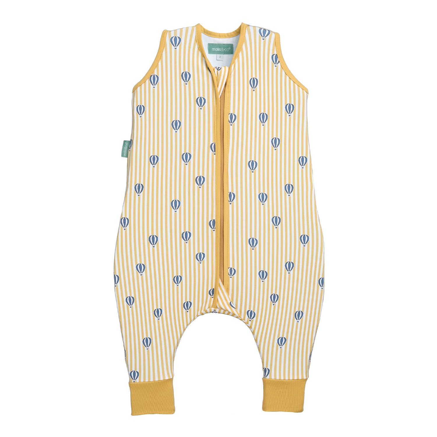 molis&co - Baby Schlafsack mit Füßen 0.5 TOG - Sommerschlafsack für Jungen - Kinder Babyschlafsack mit Beinen - 100% Baumwolle (Oeko-TEX 100), Premium Qualität - Balloons (70 cm)