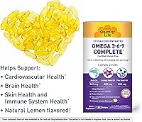 Vista 4 de Country Life Omega 3-6-9 ultra concentrado, 180 cápsulas blandas