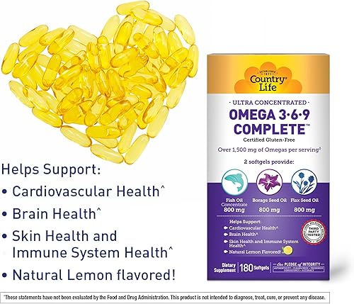 Miniatura 4 de Country Life Ultra concentrado Omega 3-6-9 180-cápsulas blandas