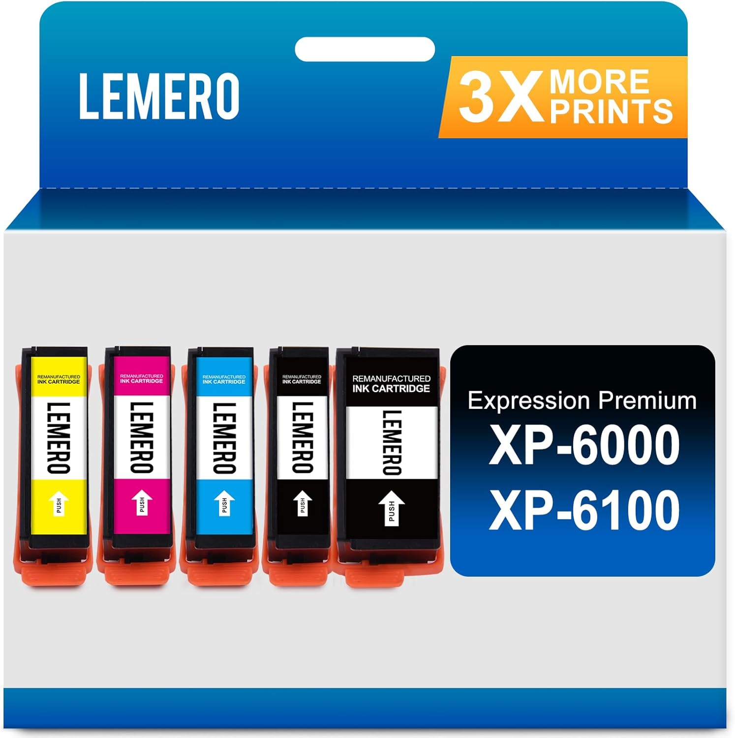 LEMERO Remanufactured Replacement for Epson 302 XL Ink Cartridge for XP-6100 XP6100 XP6000 XP-6000 Printer Replacement for 302XL Ink(Black, Photo Black, Cyan, Magenta, Yellow, 5 Pack)