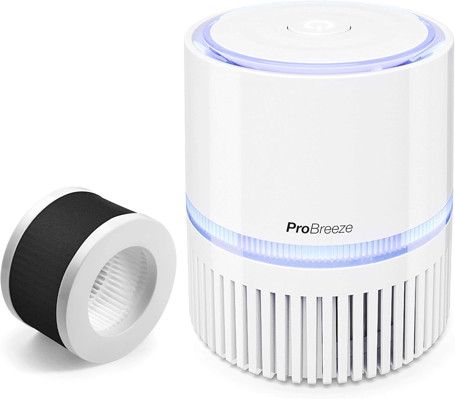 Pro Breeze Mini Air Purifier Hepa & Replacement Filter - Small Air Purifier with True HEPA Filter & Night Light - Desktop Air Purifiers for Bedroom, Room, Home Office