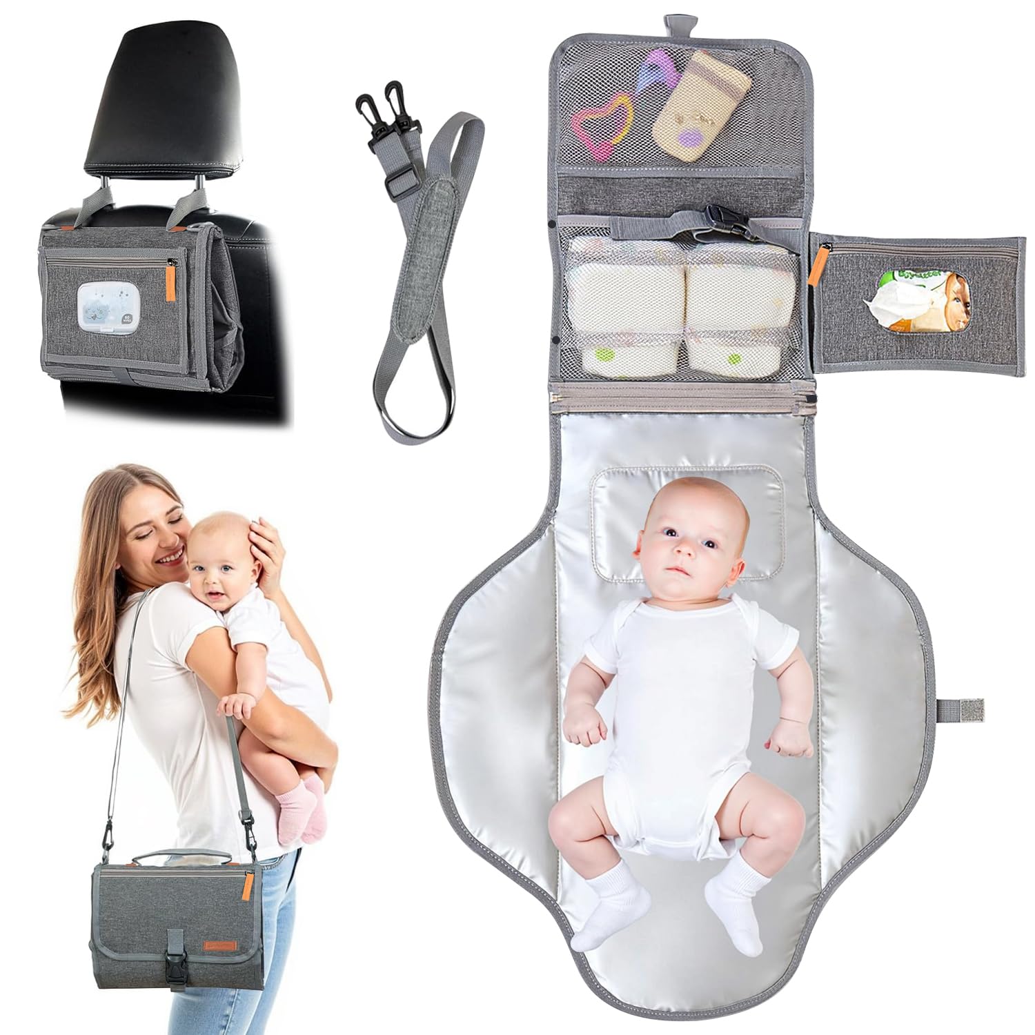 UBRAVOO Portable Diaper Changing Pad, Baby Diaper Changer Travel Bag with Wipes Pocket, Smart Design Portable Changing Mat