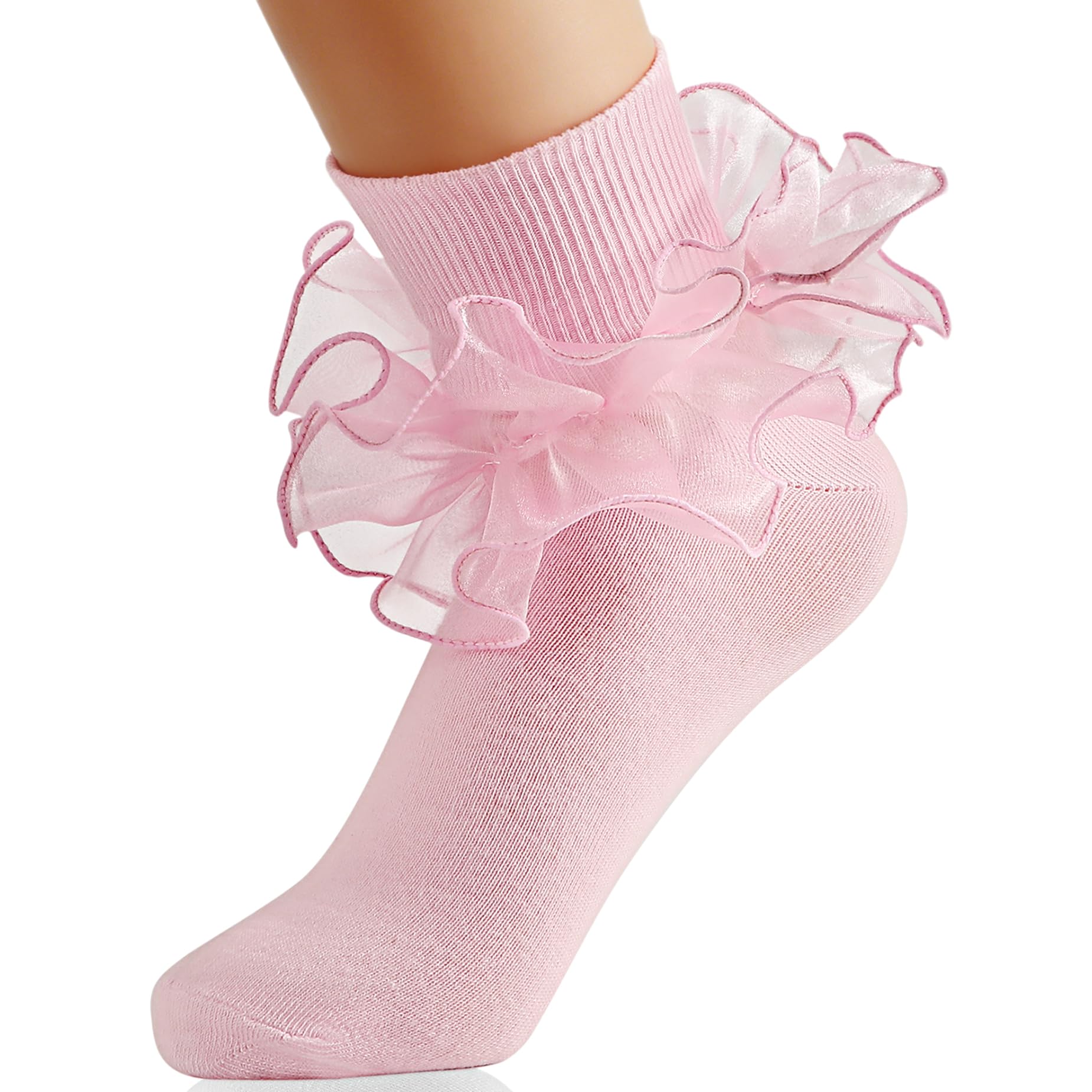 Komorebi Big Ruffle Ankle Socks Lace Frilly Cotton Socks for Women Girls