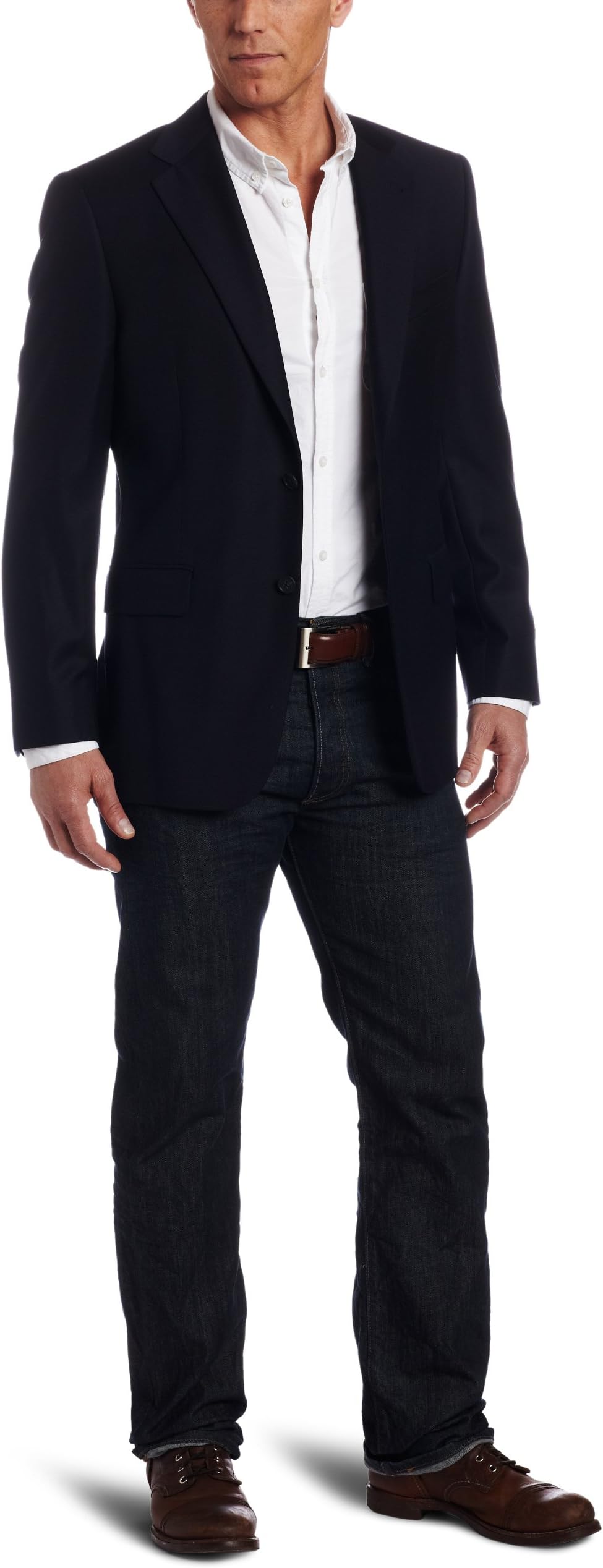 Joseph Abboud Men's 100% Wool Super 120s 2 Button Side Vent Navy Blazer