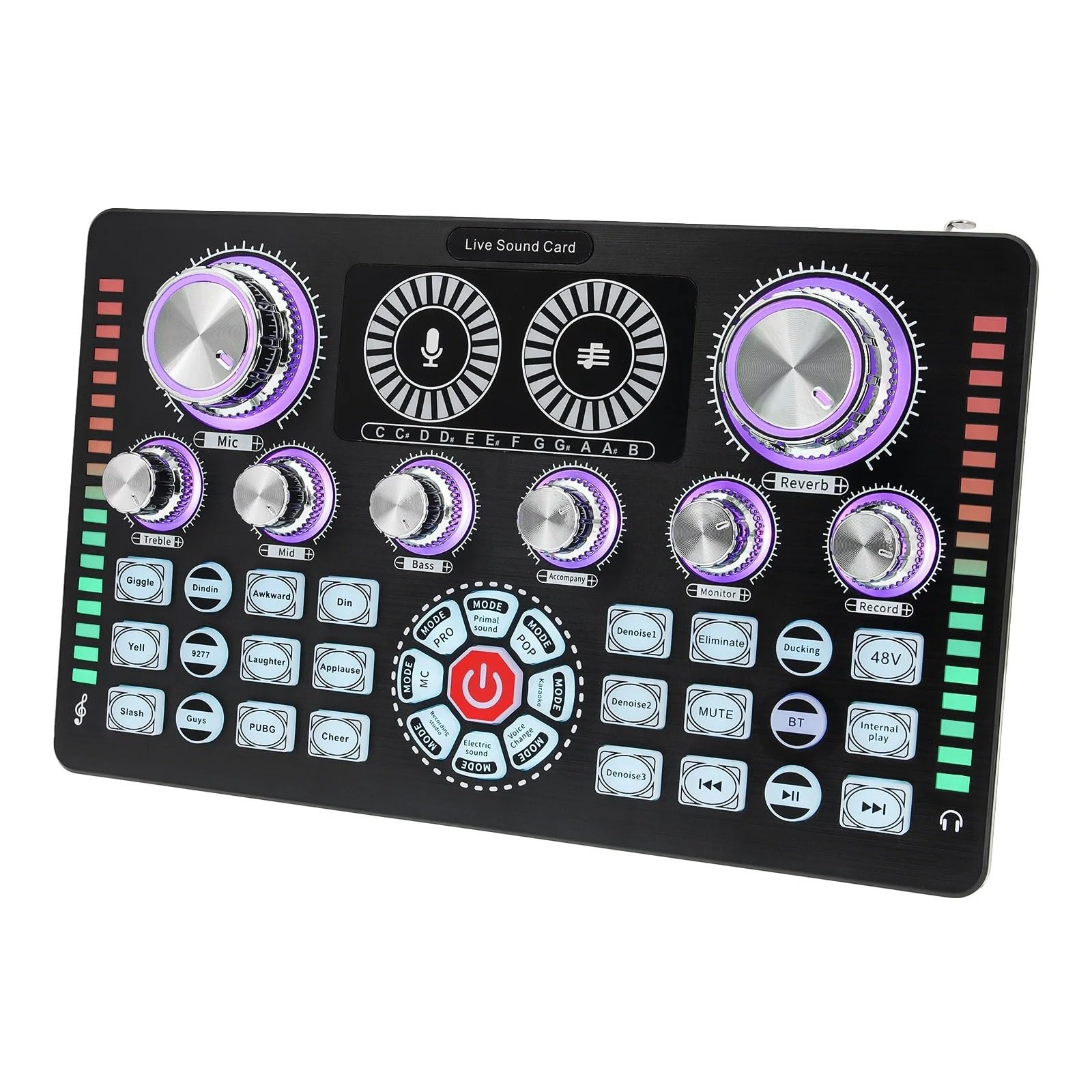 Controlador DJ Equipo de Podcast con tarjeta de sonido en vivo de 48V, micrófono compatible con, mezclador de Audio, cambiador de voz for transmisión en vivo