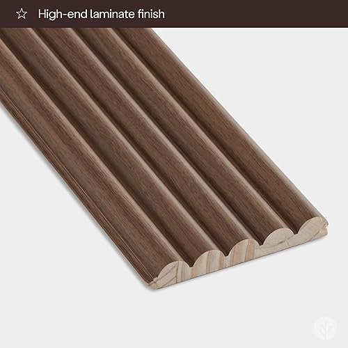 Miniatura 4 de Paneles de pared con efecto madera de tambor estriado laminado de nogal  Paneles de pared 3D para decoración de interiores  Diseño ligero y paneles