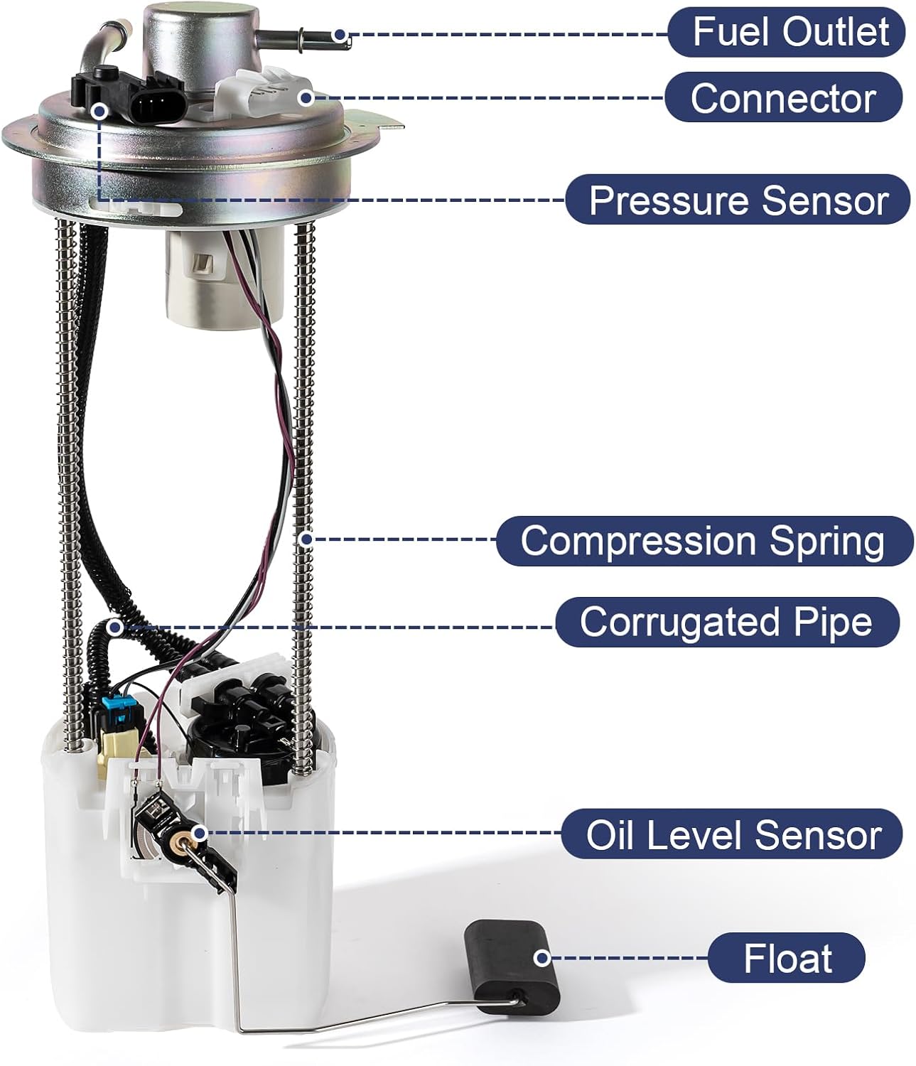 Electric Fuel Pump Module Assembly Compatible with 2009 Chevy Silverado 1500 GMC Sierra 1500 4.8L 5.3L 6.0L Cab Pickup Replace E3817M P76507M VANBOL0118 with Sending Unit Pressure Sensor O-ring