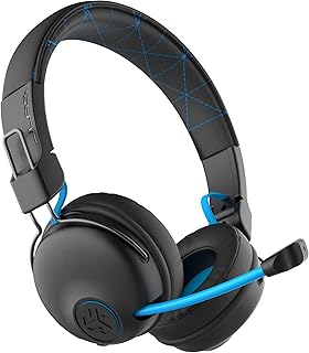 JLab Play Gaming Wireless Headset, 22+ Hour Bluetooth 5 Playtime 60ms Super-Low Latency for Mobile Gameplay, Retractable Boom Mic, AUX Gaming Cord Compatible with Gaming Consoles