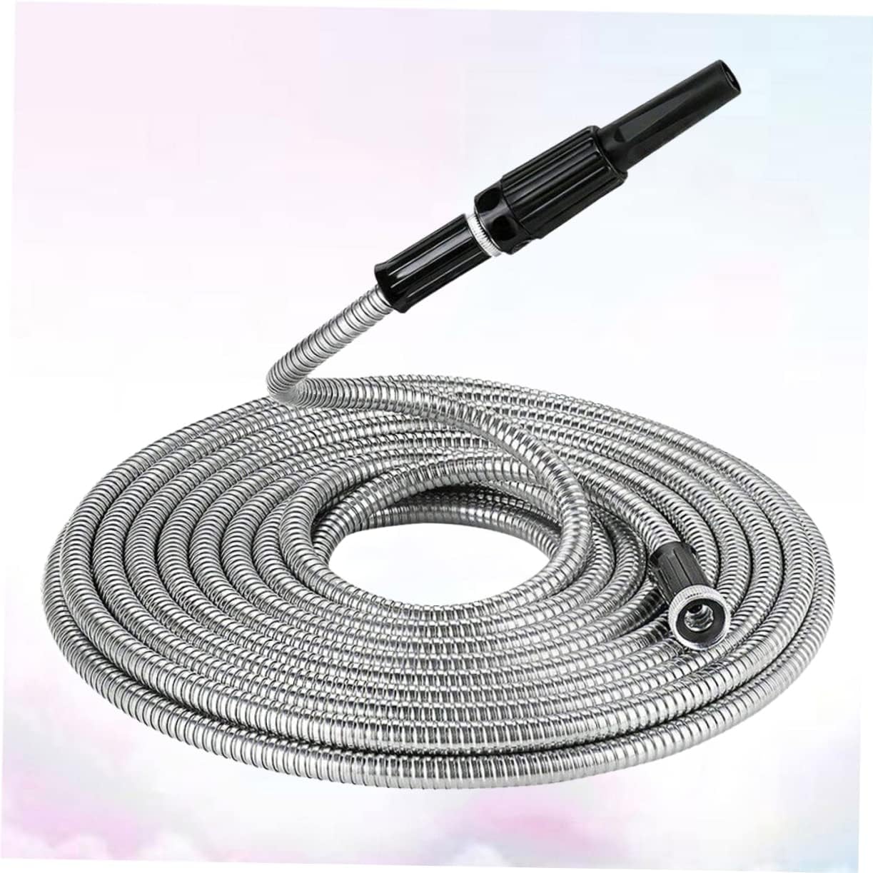 Telescopic Stainless Steel Garden Hose Flexible Watering Hose with Spray Nozzle Durable Leak Design for Outdoor Use for Lawn Plants and Car