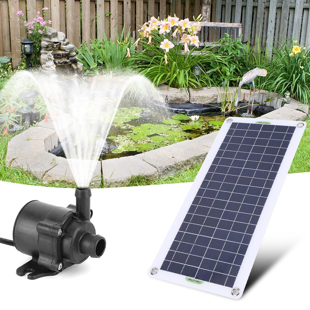 Starnearby Pompa Acqua Solare Fontana 12V 800L/H Pompa Acqua con Pannello Solare 30W Pompa Solare per Laghetto, Acquario, Piscina, Vaschetta per Uccelli