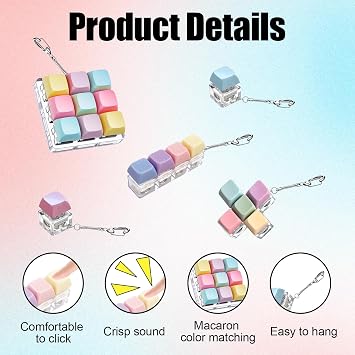 5pcs Keyboard Fidget Toy Keyboard Keychain Fidget Clicker Decompression Toys for Stress Relief Pass The Time