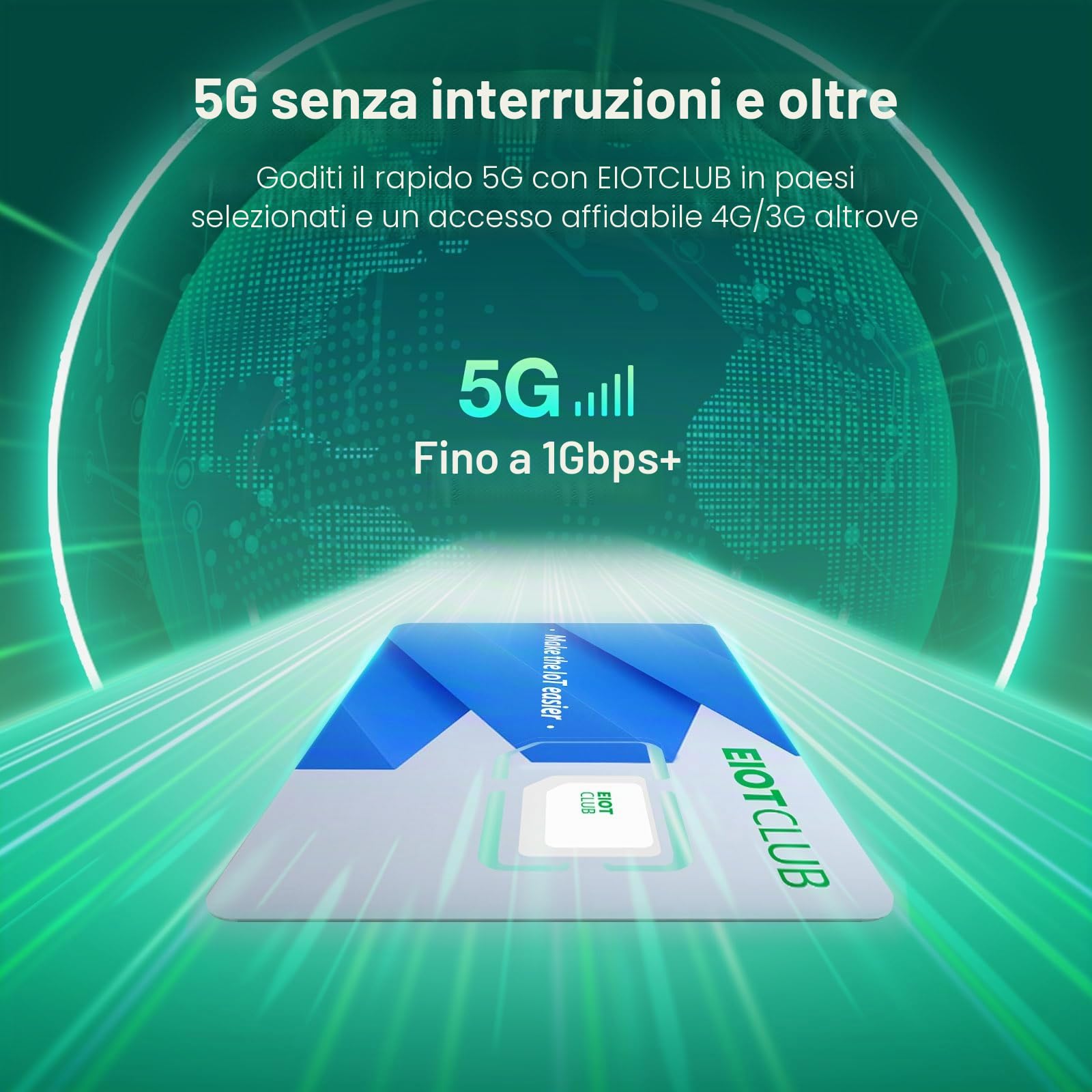EIOTCLUB SIM prepagata BizGlobeLink Internazionale 5 GB 30 giorni 200 paesi dati 5G/4G LTE contratto ricaricabile telefonico router