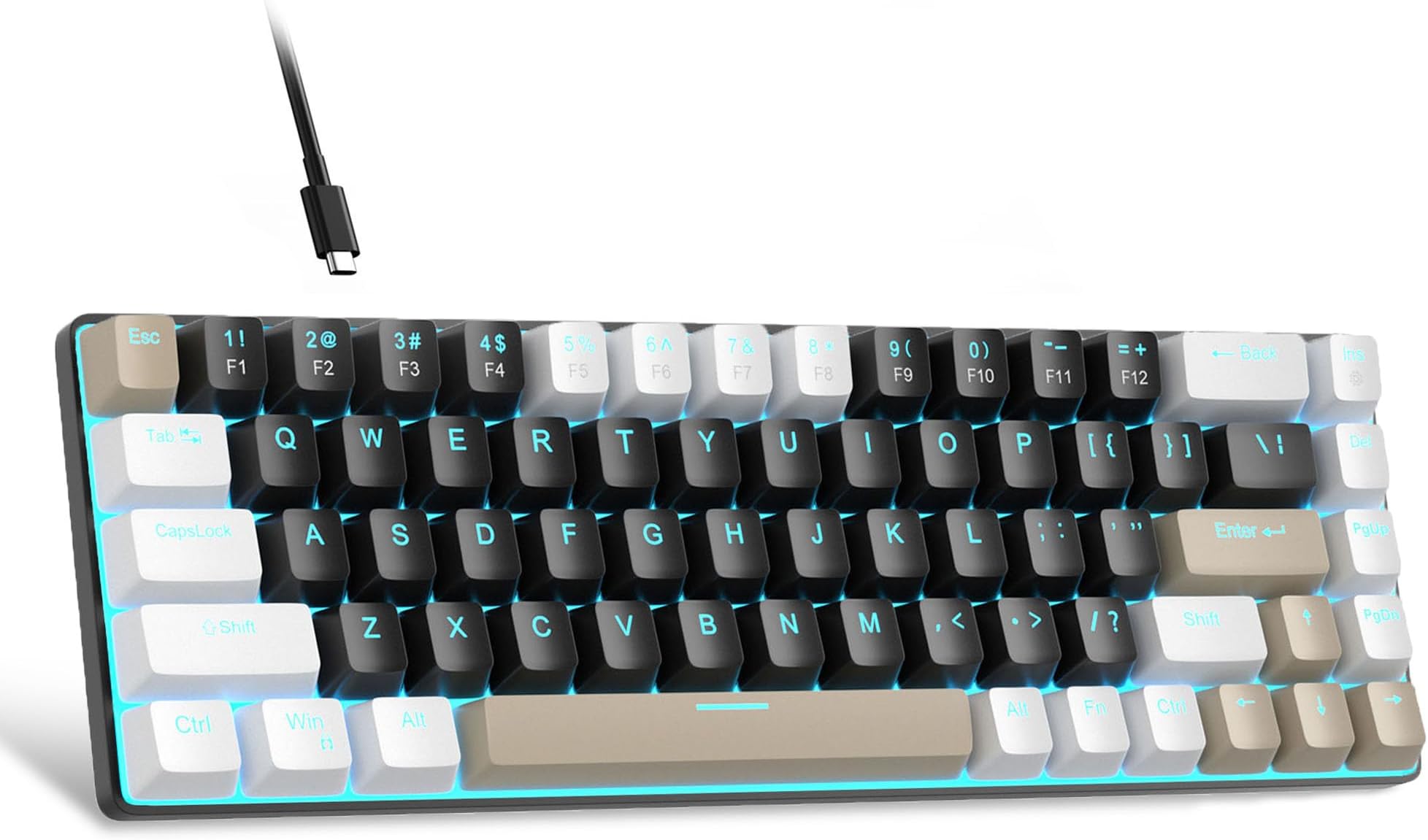 MageGee Portable 60% Mechanical Gaming Keyboard, MK-Box LED Backlit Compact 68 Keys Mini Wired Office Keyboard with Brown Switch for Windows Laptop PC Mac - Black/Coffee Color