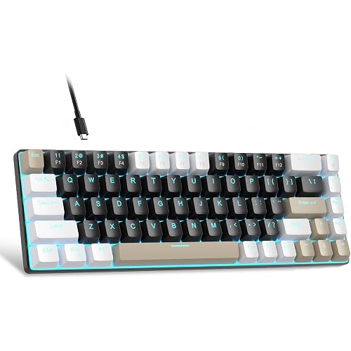 MageGee Portable 60% Mechanical Gaming Keyboard, MK-Box LED Backlit Compact 68 Keys Mini Wired Office Keyboard with Brown Switch for Windows Laptop PC Mac - Black/Coffee Color